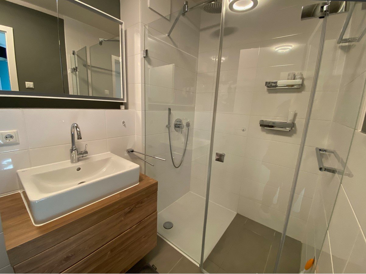 Badezimmer en Suite mit begehbarer Regendusche